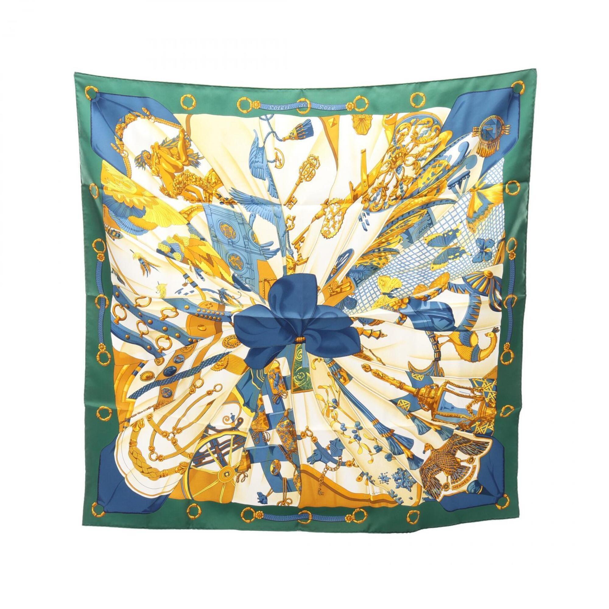 Hermes Authentic Green Silk Scarf